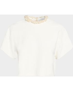 Givenchy Pearl-Embroidered Crop Top - White