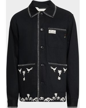 Scotch & Soda Apos;S Embroidered Cotton-Blend Worker Jacket - Black