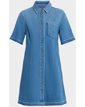 Kobi Halperin Alice Stretch-Denim Raw-Edge Minidress - Blue