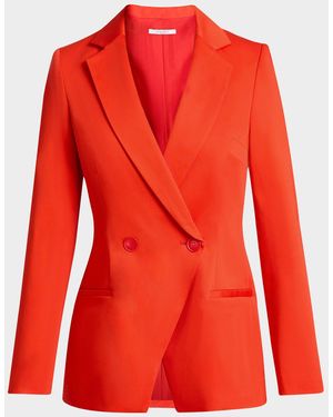 Santorelli Single-Button Stretch Cotton Blazer - Red