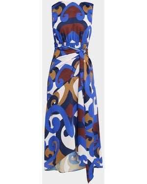 MISA Los Angles Miles Printed Midi Dress - Blue