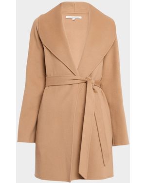 Sofiacashmere Double-Face Cashmere & Wool Wrap Coat - Natural