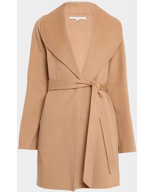 Sofiacashmere Double-Face Cashmere & Wool Wrap Coat - Natural