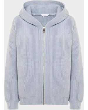 Malo Gemma Cashmere Knit Zip Hoodie - Blue