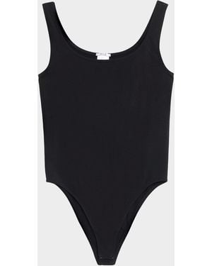 Wolford Jamaika Shimmer Scoop-Neck Thong Bodysuit - Black