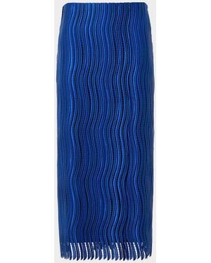 Akris Techno Wave Guipure Lace Midi Skirt - Blue