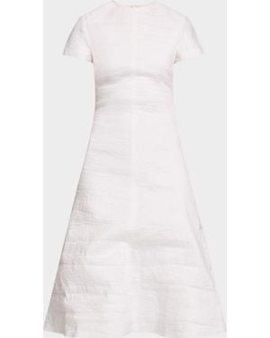 Brandon Maxwell The Ridley Short-Sleeve Midi Dress - White