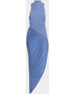 Et Ochs Sofia Mock-Neck Combo Knit Maxi Dress - Blue