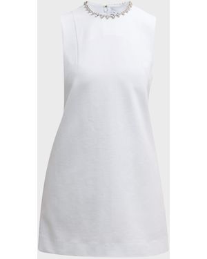 Area Crystal Heart Backless Mini Dress - White
