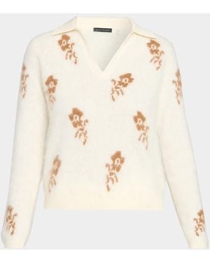 Tahari The Raelynn Floral Knit Sweater - Natural