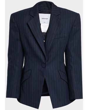 Sans Faff Atlas Twill Blazer - Blue
