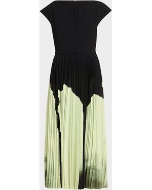 Jason Wu Pleated Abstract-Print Midi Dress - Multicolor
