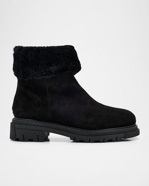 La Canadienne Dory Shearling-Lined Waterproof Suede Ankle Boots - Black