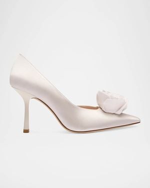 Stuart Weitzman 85Mm Paloma D & Apos;Orsay Satin Pumps - White