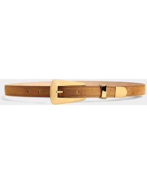 KHAITE Lucca Suede Belt - Natural