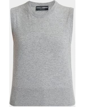 Dolce & Gabbana Cashmere Sleeveless Crewneck Sweater - Gray