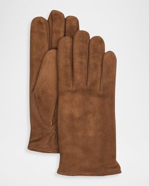 Hestra Cashmere-Lined Suede Gloves - Brown