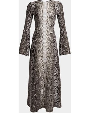 Gabriela Hearst Aalia Greyscale Cashmere-Silk Maxi Dress - Gray