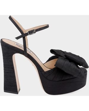Badgley Mischka 85Mm Olivia Satin Bow Platform Sandals - Black