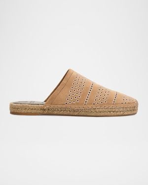 Brunello Cucinelli Embroidered Suede Espadrille Mules - White