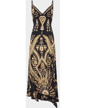 CAMILLA Taurus Rising Bias Slip Dress With Frill Hem - White
