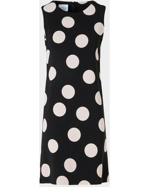 Akris Punto Sleeveless Xl Polka Dot Shift Dress - Black