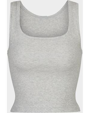 Skims Cotton Rib Cropped Tank - Gray