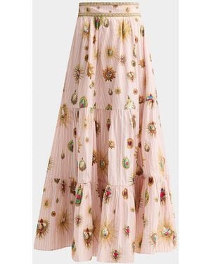 CAMILLA High Waisted Tiered Skirt - Pink