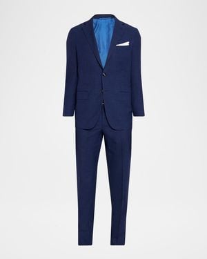 Kiton Apos;S Textured Check Wool And Silk Two-Piece Suit - Blue