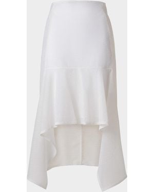 Akris Boucle Striped Silk Organza High-Low Skirt - White