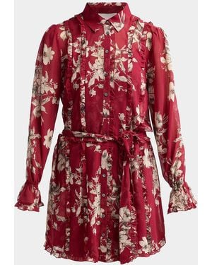 Cinq À Sept Handsketched Floral Estelle Mini Dress - Red