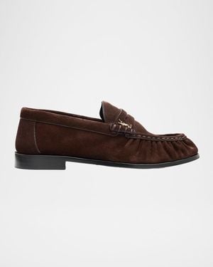 Saint Laurent Le Suede Ysl Penny Loafers - Brown