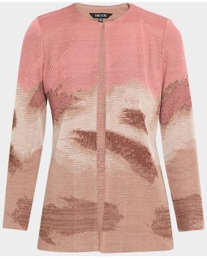 Misook Heritage-Fit Landscape Pattern Knit Jacket - Pink
