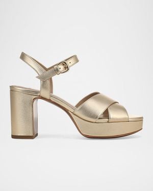 Vince 80Mm Ericka Metallic Leather Platform Sandals