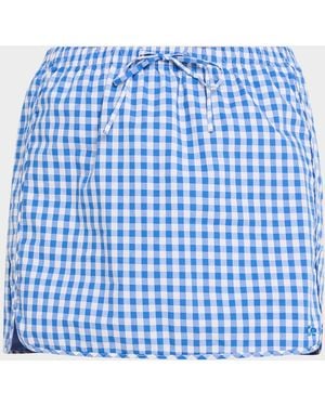 Jonathan Simkhai Catherine Gingham Drawstring Mini Skirt - Blue