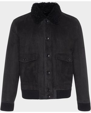 Gorski Apos;S Shearling Lamb Bomber Jacket - Blue