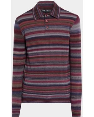 Dolce & Gabbana Apos;S Wool Degrade Stripe Polo Sweater - Purple