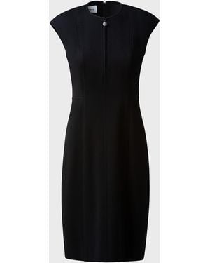 Akris Punto Cap-Sleeve Zip-Front Seamed Dress - Black