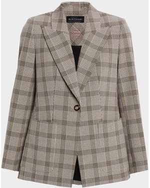 Tahari The Elodie Plaid Single-Breasted Blazer - Gray