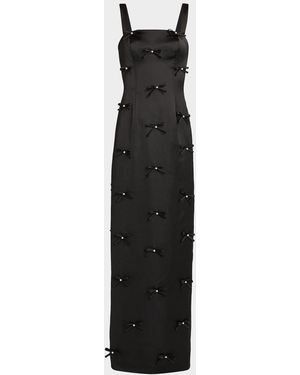 As It May Amora Embellished Bow Satin Gown - Black