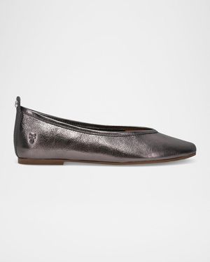 Frye Hayley Metallic Leather Ballerina Flats - Gray