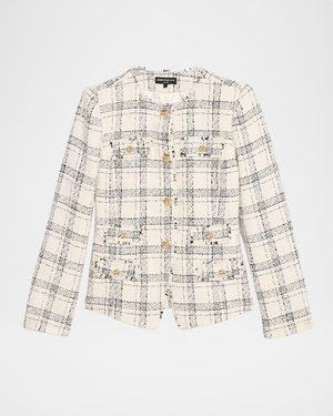 Generation Love Havana Windowpane Tweed Jacket - Natural