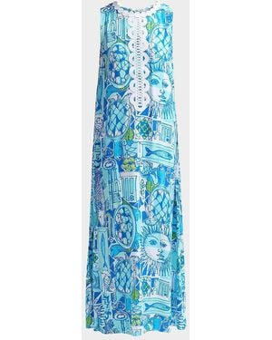 Lilly Pulitzer Iris Harlillyquin Printed Maxi Dress - Blue