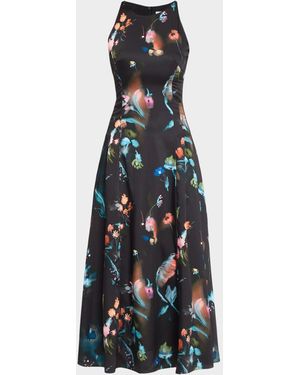 Prabal Gurung Jewel Neck Sleeveless Floral-Print Dress - White