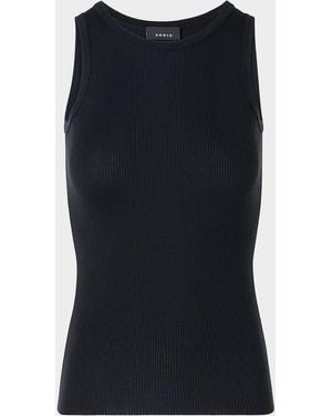 Akris Silk-Cotton Rib Tank Top - Black