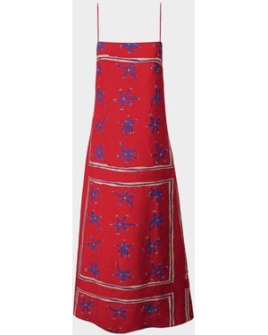 STAUD Laura Linen Maxi Dress - Red