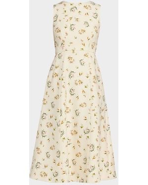 Adam Lippes Eloise Floral-Print Sleeveless Midi Dress - Natural