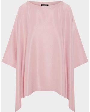Eskandar Midweight Silk Plissé Dps Scoop Neck Top - Pink