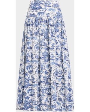 STAUD Procida Maxi Skirt - Blue