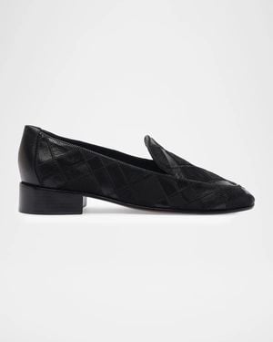 Alexandre Birman Annelise Patchwork Leather Loafers - Black